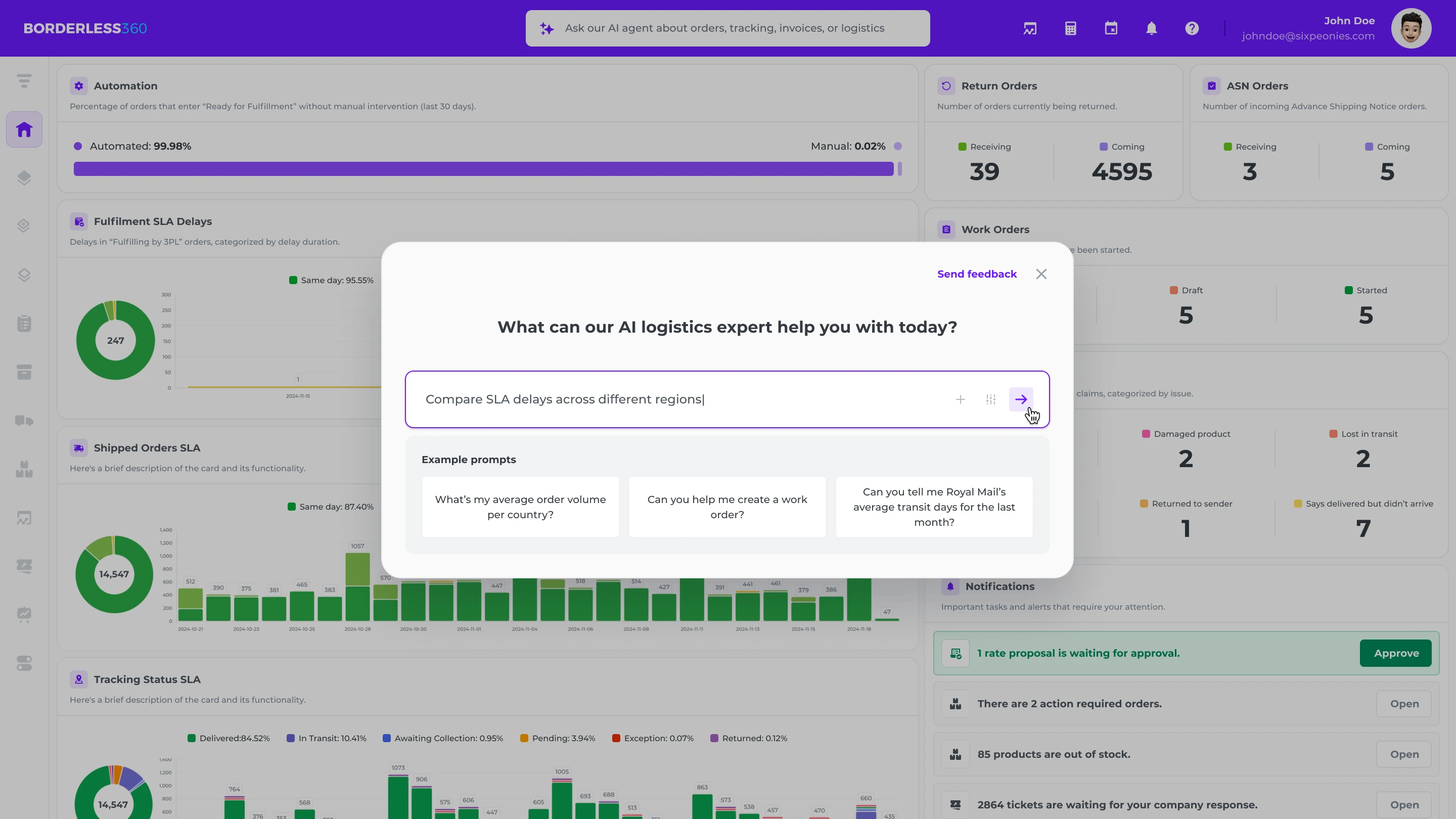 <p>Borderless360 AI Agent:<br>Your AI-powered logistics expert</p>