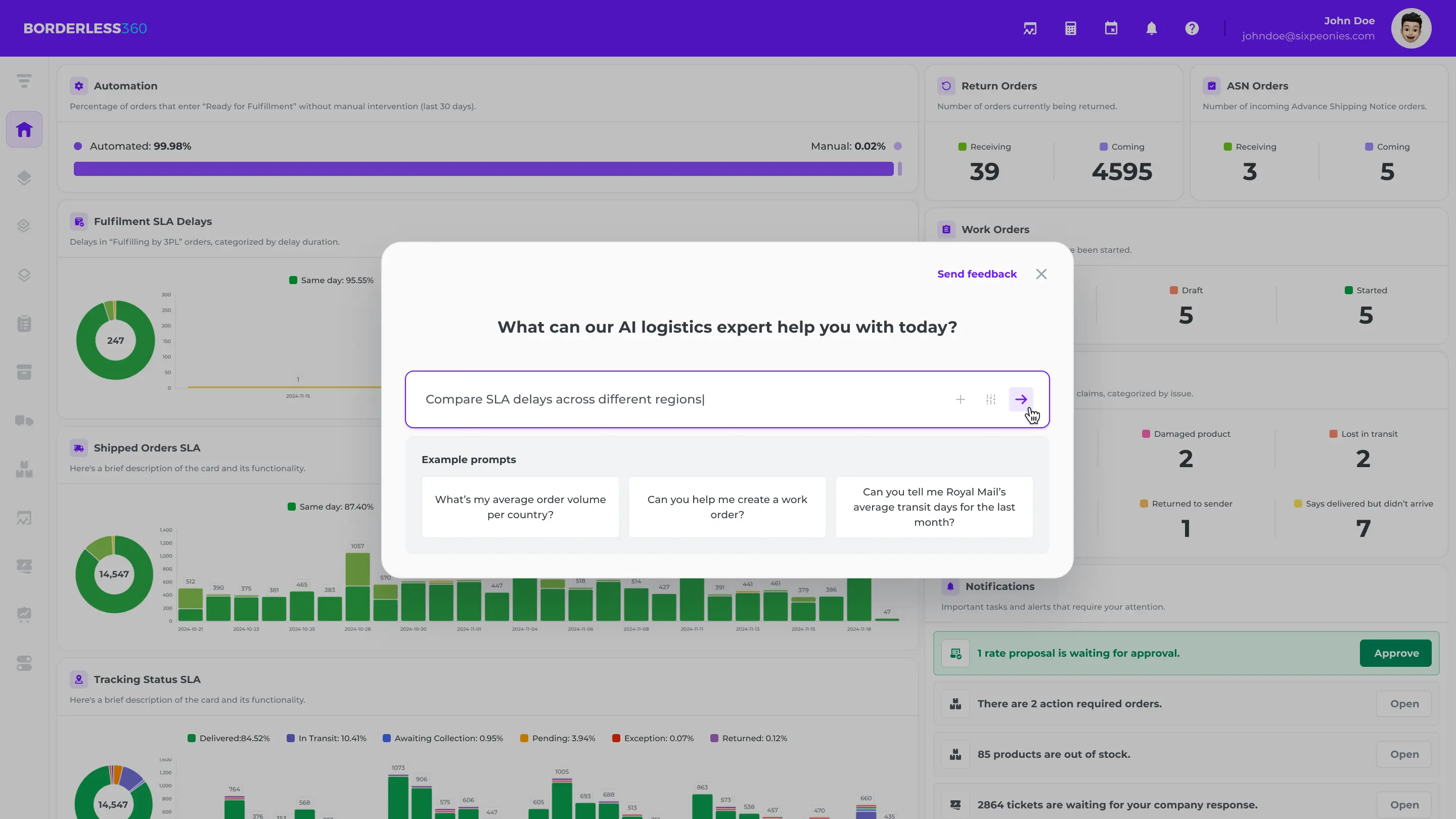 <p>Borderless360 AI Agent:<br>Your AI-powered logistics expert</p>
